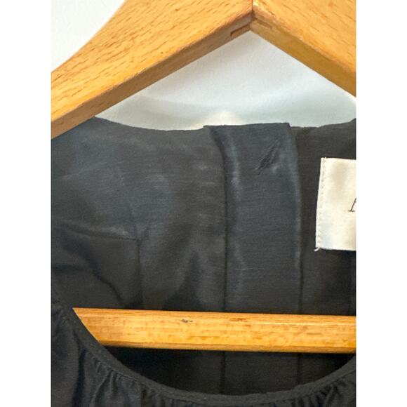 Aje Black Mimosa Cutout Linen-Silk Mini Dress Puff Sleeves Size 6 - Picture 6 of 13
